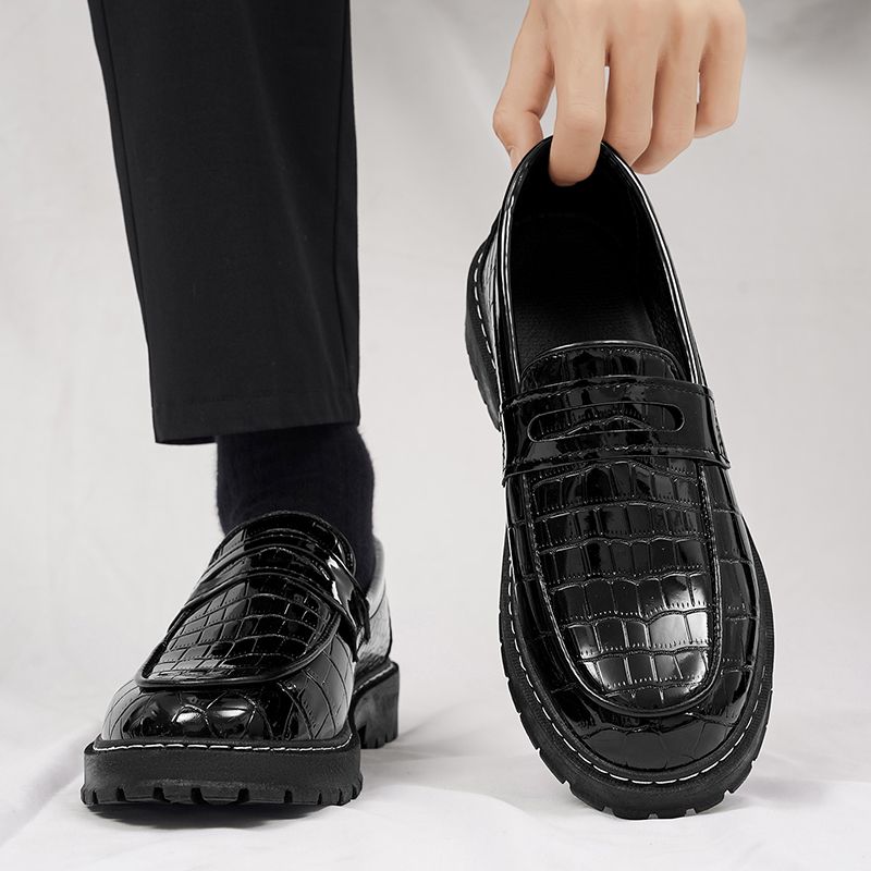 Formal Men Daily Wear Footwear - 남성용 캐주얼 크록 패턴 로퍼, 슬립온