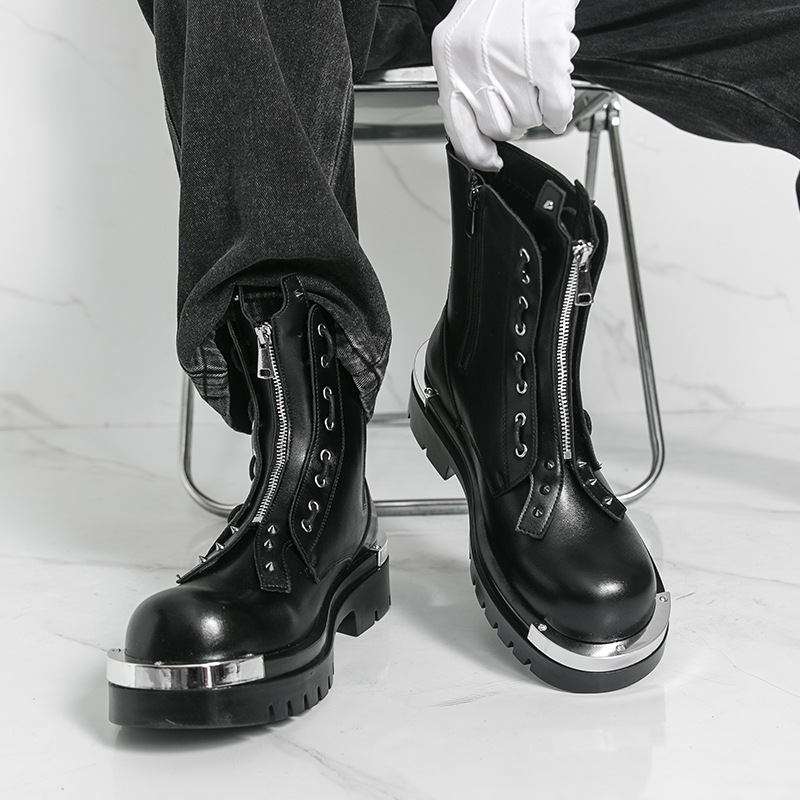 Men Formal Wear With Boots - 남성용 두꺼운 밑창 부츠 디자이너 트렌디한