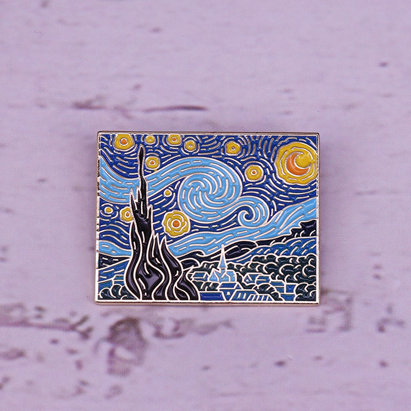 반 고흐 스타일의 부드러운 에나멜 뱃지, 여성 및 남성 - Tuxedo Lapel Pin 리뷰 및 가격