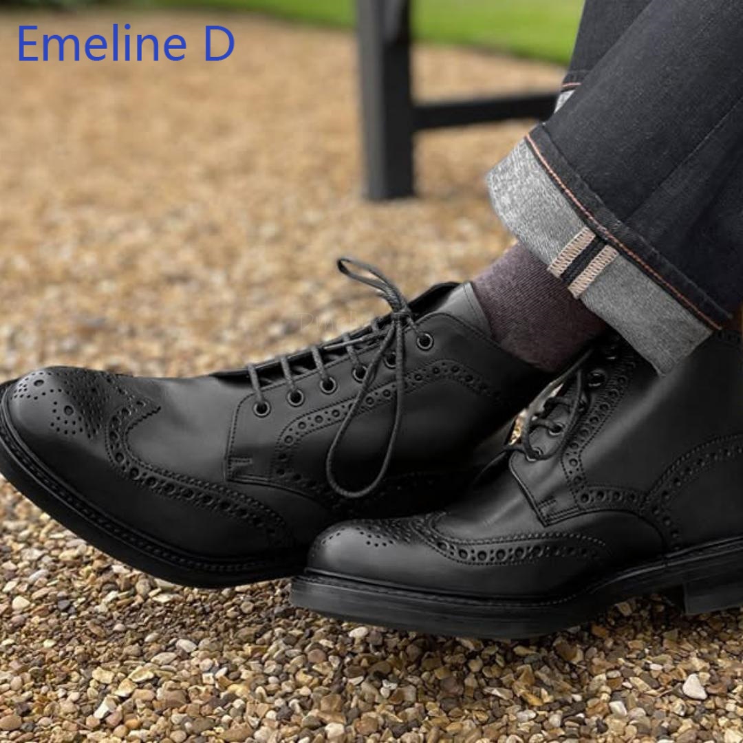 남성용 브로그 스타일 앵클 부츠, 천연 가죽 소재, 윙 - Formal Men Daily Wear Footwear 리뷰 및 가격