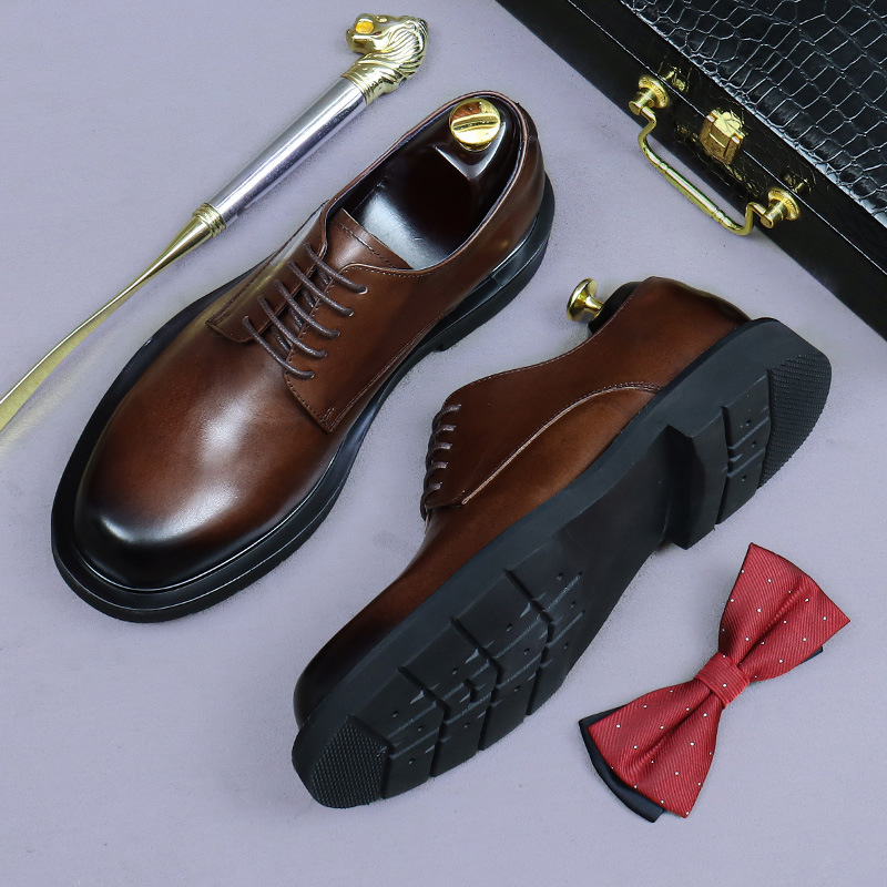 남성용 고품질 천연 가죽 옥스퍼드 더비 슈즈 로우탑 정 - Formal Men Daily Wear Footwear 리뷰 및 가격