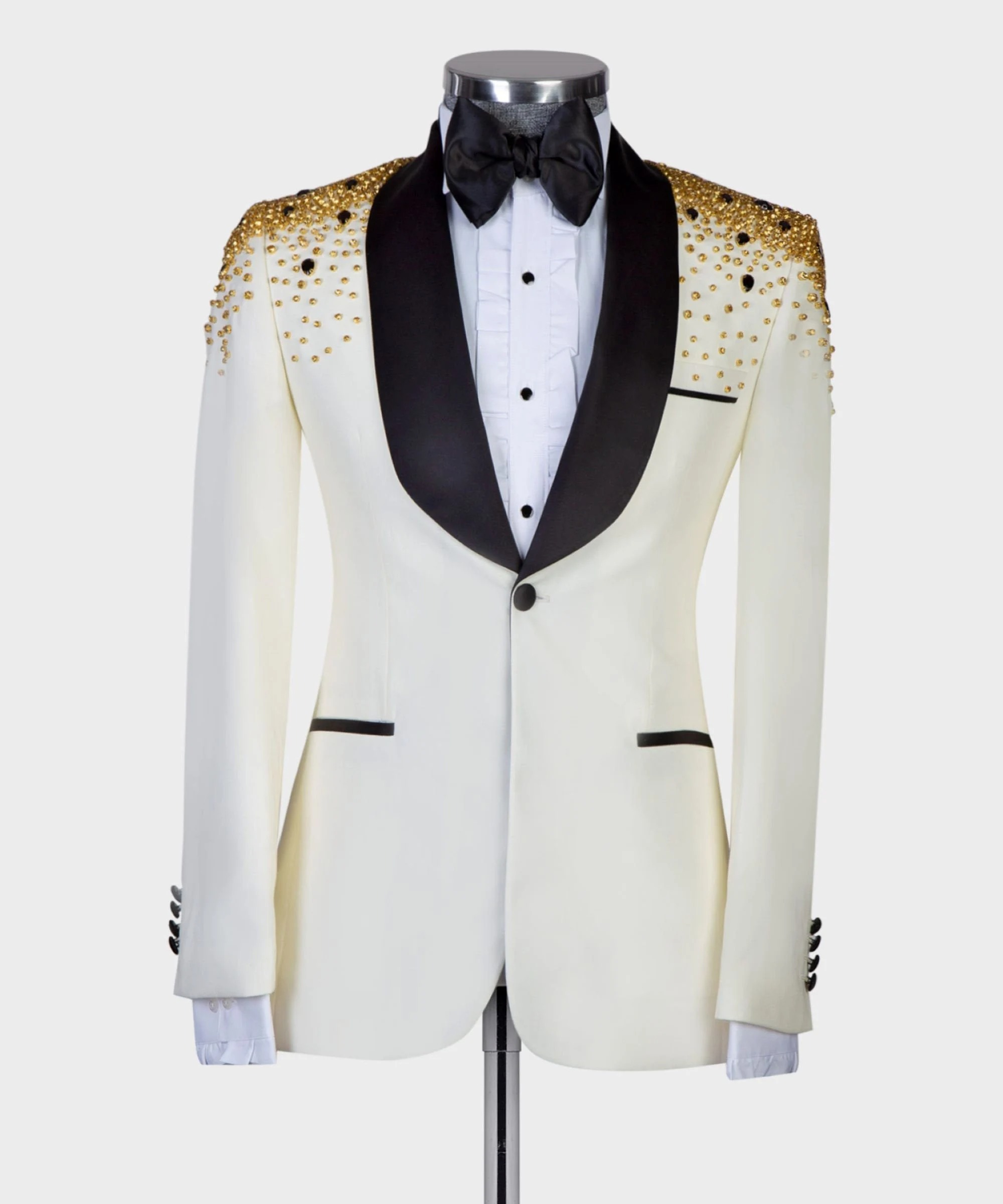 남성용 럭셔리 크리스탈 비즈 수트 남성용 베딩 숄 라펠 - Men Formal Wear Modern 리뷰 및 가격