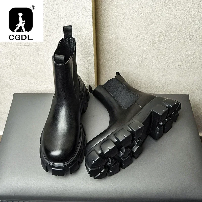 남성용 진짜 가죽 두꺼운 밑창 부츠, 빈티지 스타일 하 - Men Formal Wear With Boots 리뷰 및 가격