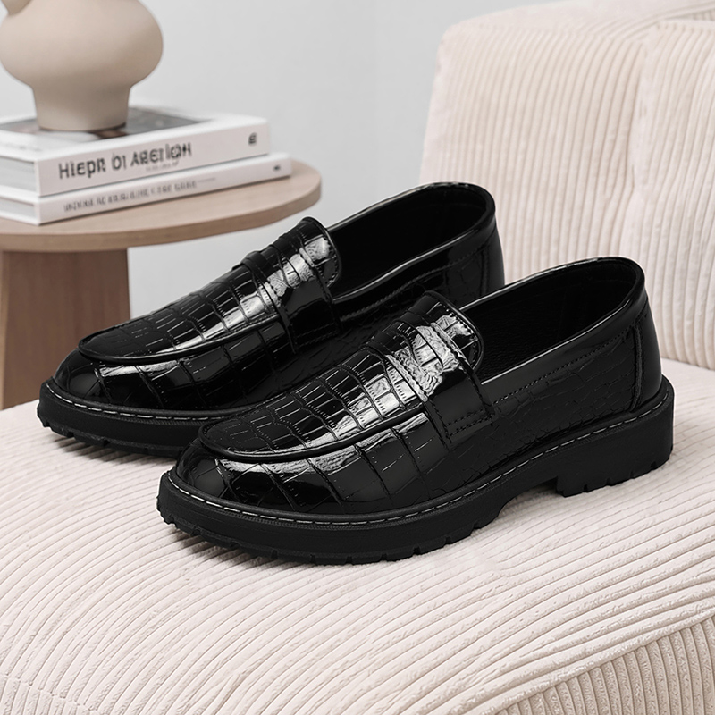 남성용 캐주얼 크록 패턴 로퍼, 슬립온 스타일, 비즈니 - Formal Men Daily Wear Footwear 리뷰 및 가격