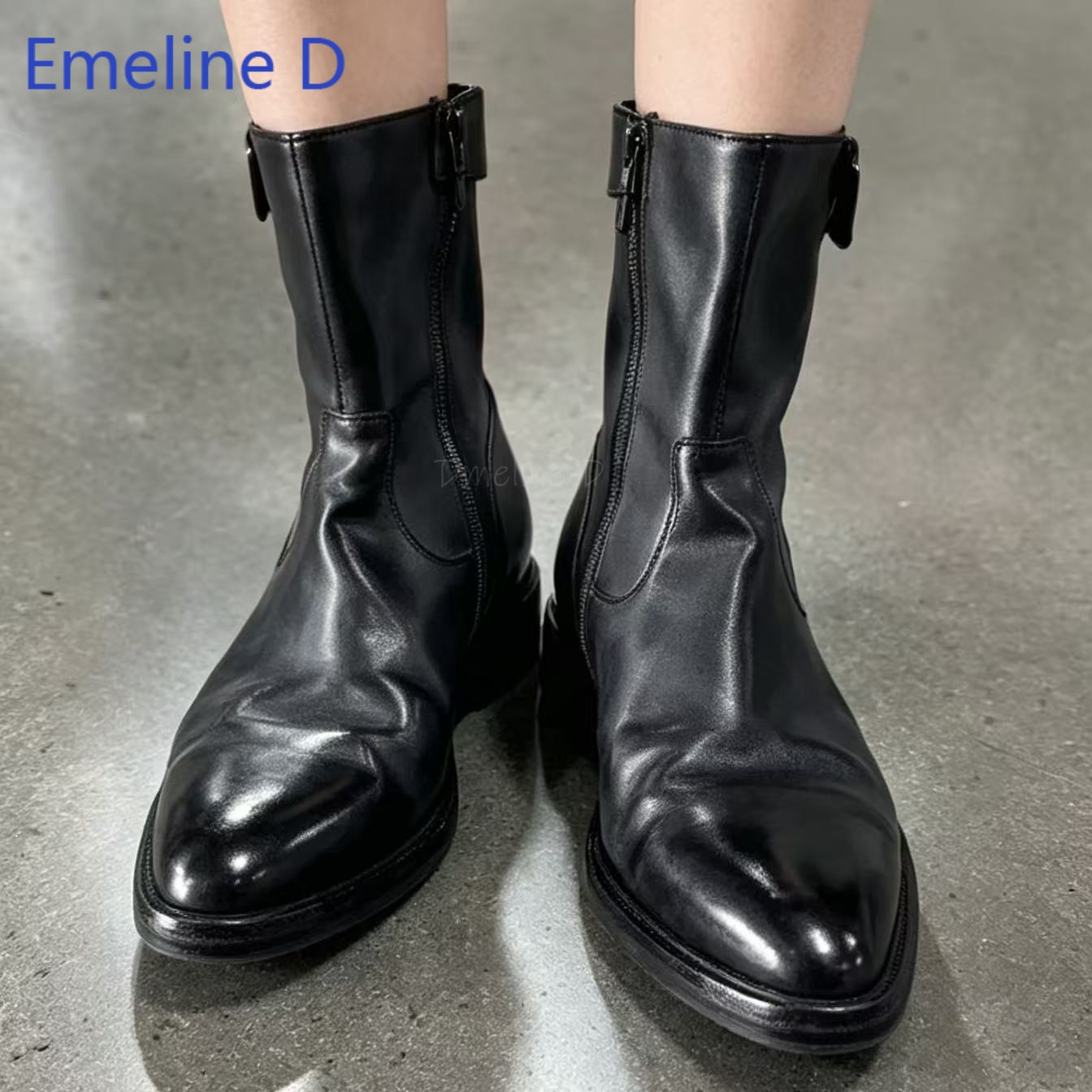 남성용 빈티지 스타일의 주름진 가죽 앵클 부츠, 측면  - Men Formal Wear With Boots 리뷰 및 가격
