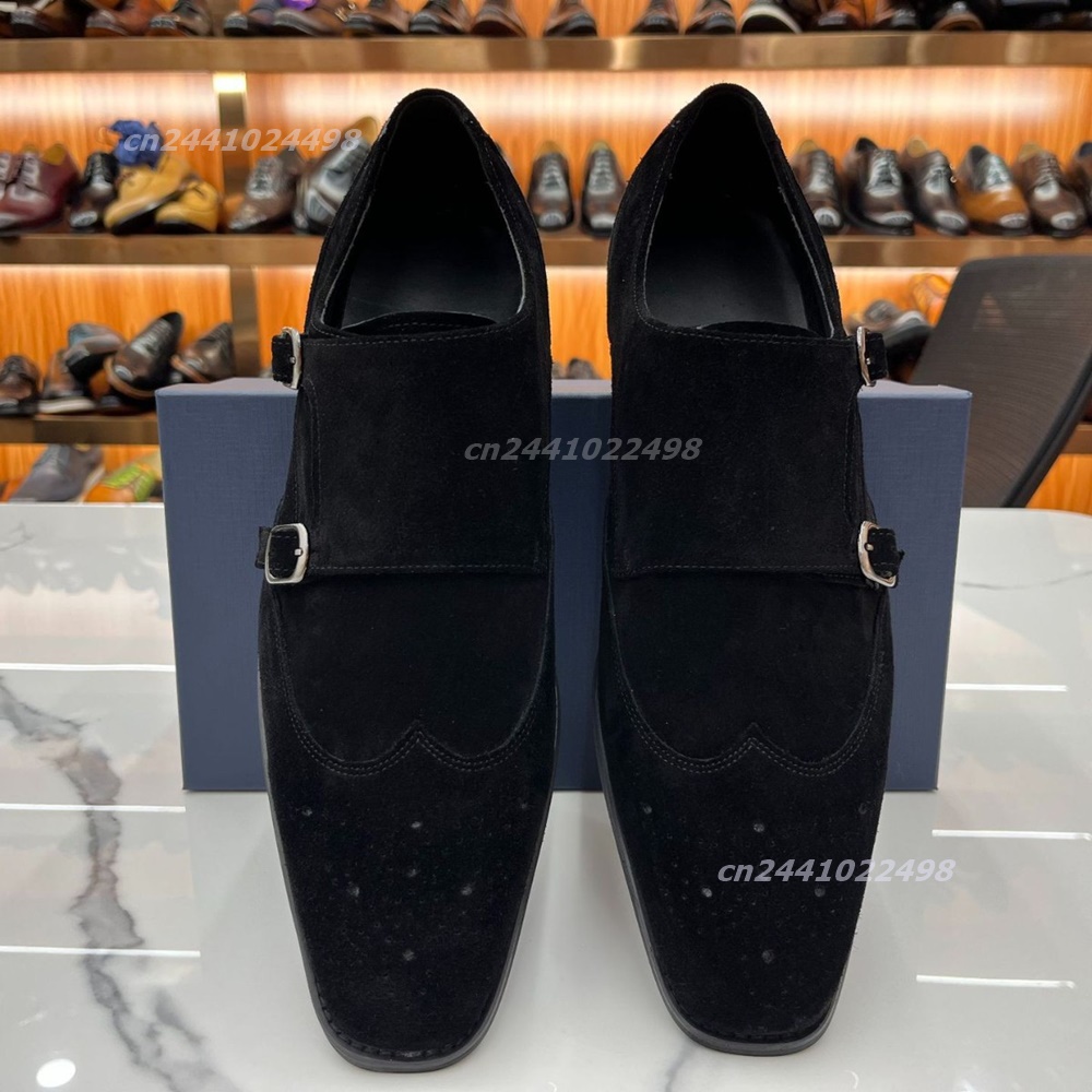 더블 메탈 버클이 달린 남성용 몽크 로퍼, 검은색 스웨 - Formal Men Daily Wear Footwear 리뷰 및 가격