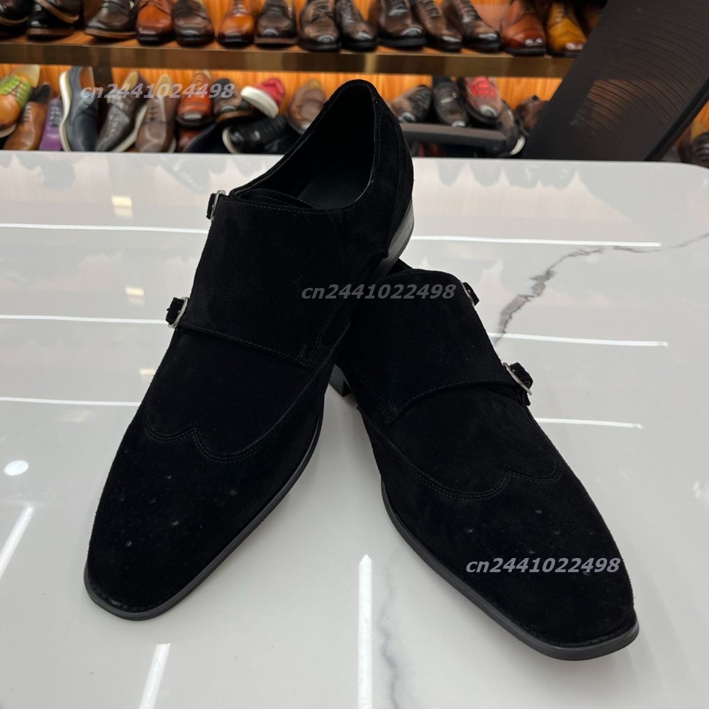 더블 메탈 버클이 달린 남성용 몽크 로퍼, 검은색 스웨 - Formal Men Daily Wear Footwear 리뷰 및 가격